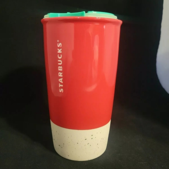 New NoTagStarbucks 2017 Holiday Red Joyful Ceramic Traveler 12 fl oz Tumbler Mug - Picture 3 of 9
